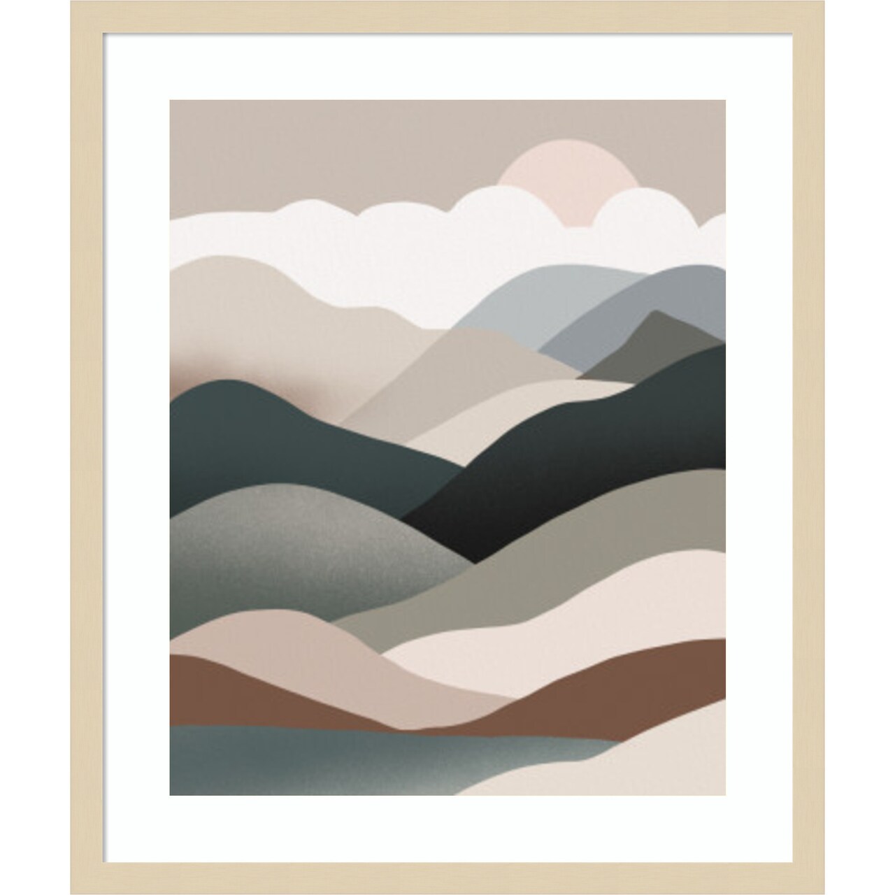 Nordic landscape mountain range 06 by Little Dean Wood Framed Wall Art Print